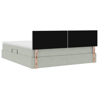 Opslag bed met matras Lichtgrijs 160 x 200 cm Fluweel