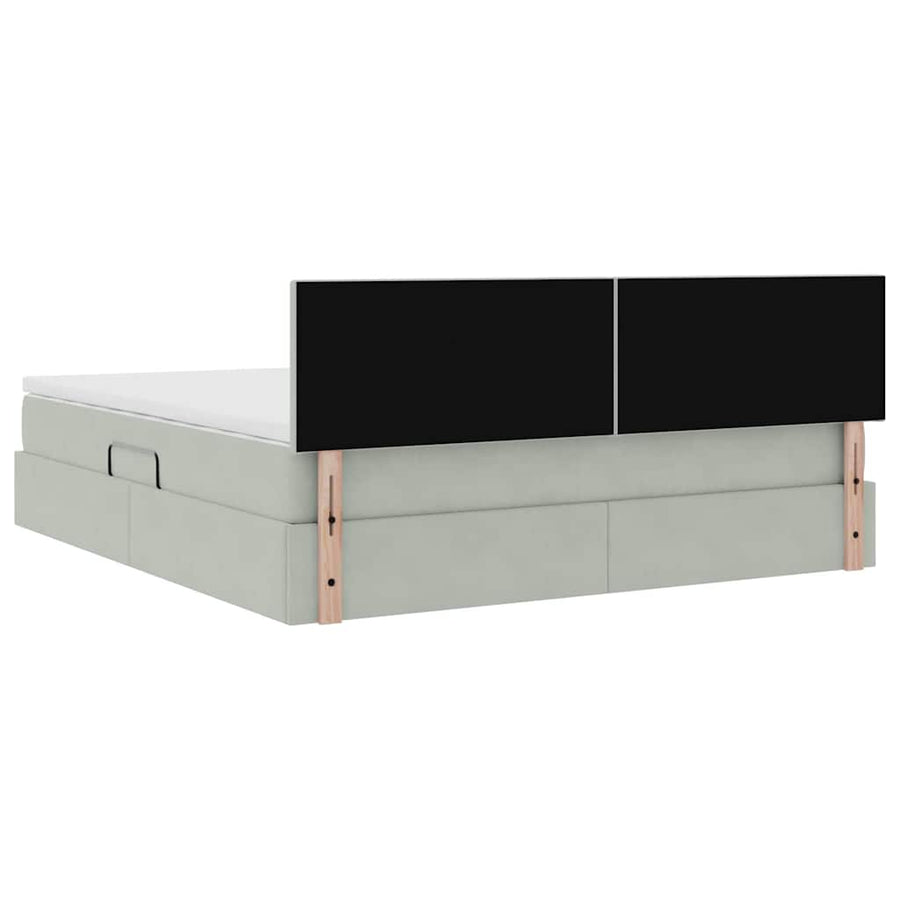 Opslag bed met matras Lichtgrijs 160 x 200 cm Fluweel