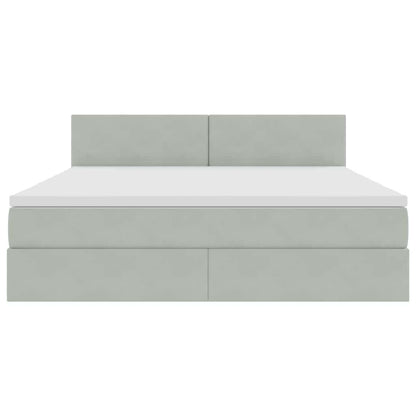 Opslag bed met matras Lichtgrijs 160 x 200 cm Fluweel
