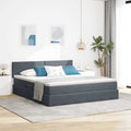 Opslag bed met matras Donkergrijs 160 x 200 cm Fluweel