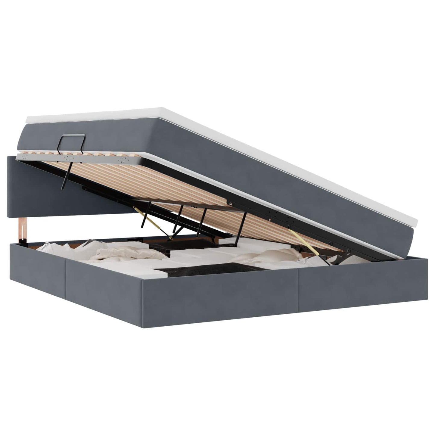 Opslag bed met matras Donkergrijs 160 x 200 cm Fluweel