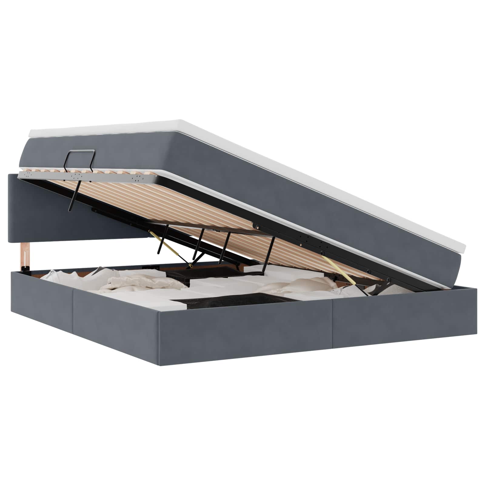 Opslag bed met matras Donkergrijs 160 x 200 cm Fluweel