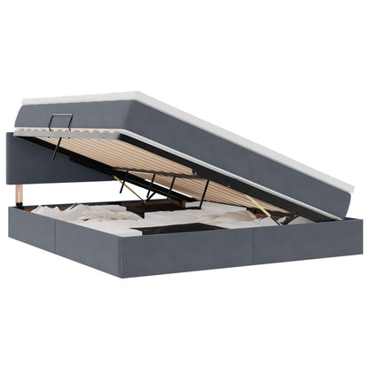 Opslag bed met matras Donkergrijs 160 x 200 cm Fluweel