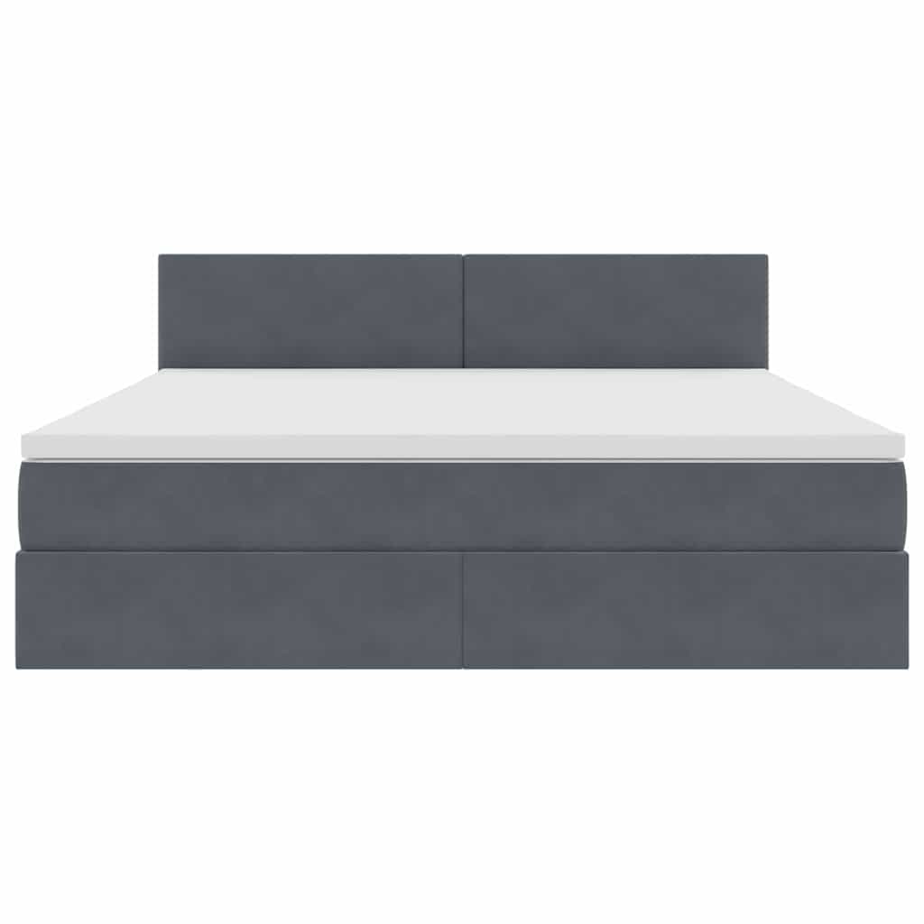 Opslag bed met matras Donkergrijs 160 x 200 cm Fluweel