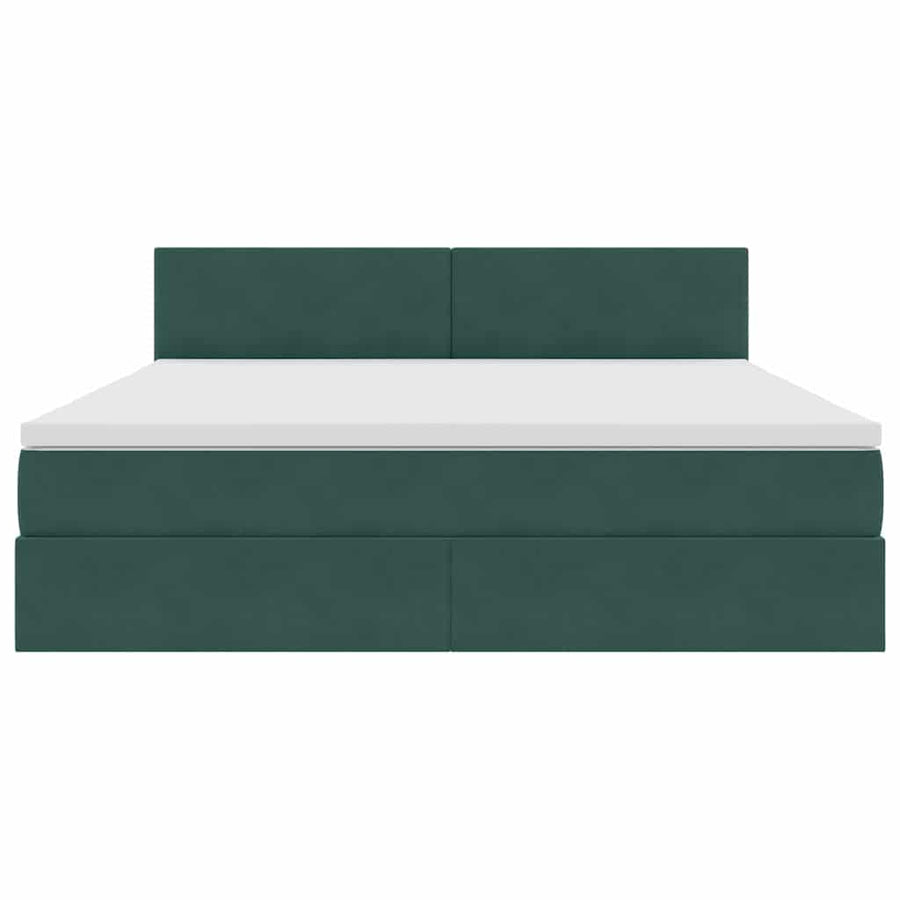 Opslag bed met matras Donkergroen 160 x 200 cm Fluweel