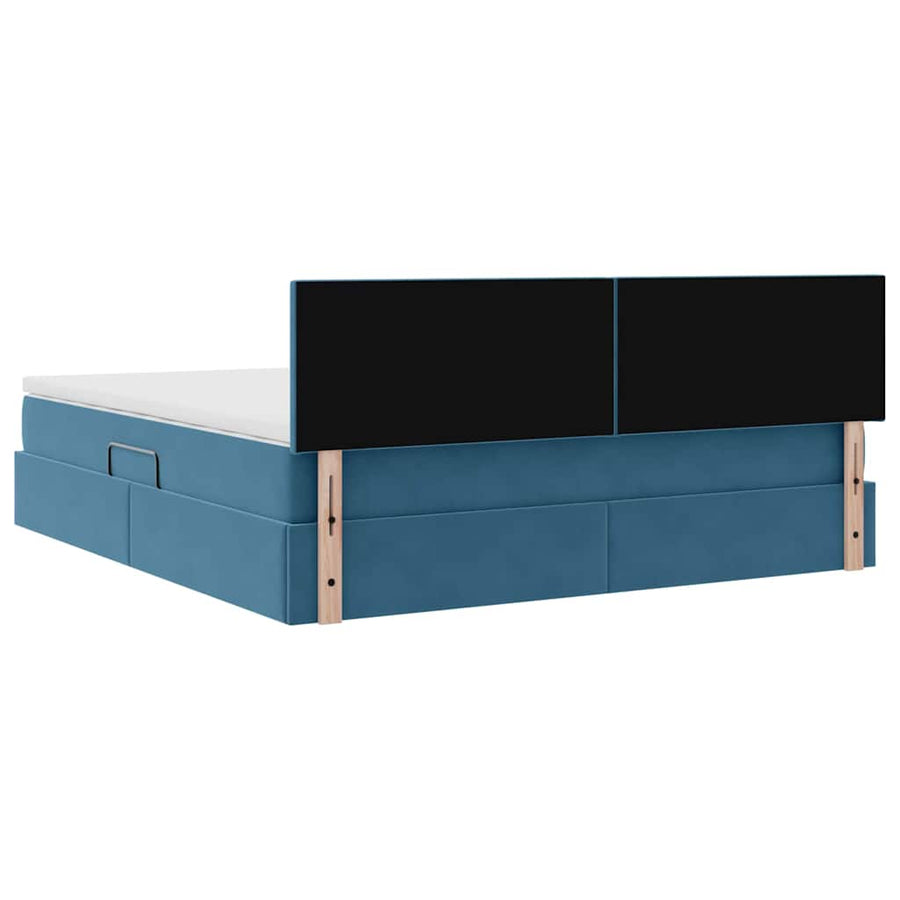 Opslag bed met matras Donkerblauw 160 x 200 cm Fluweel
