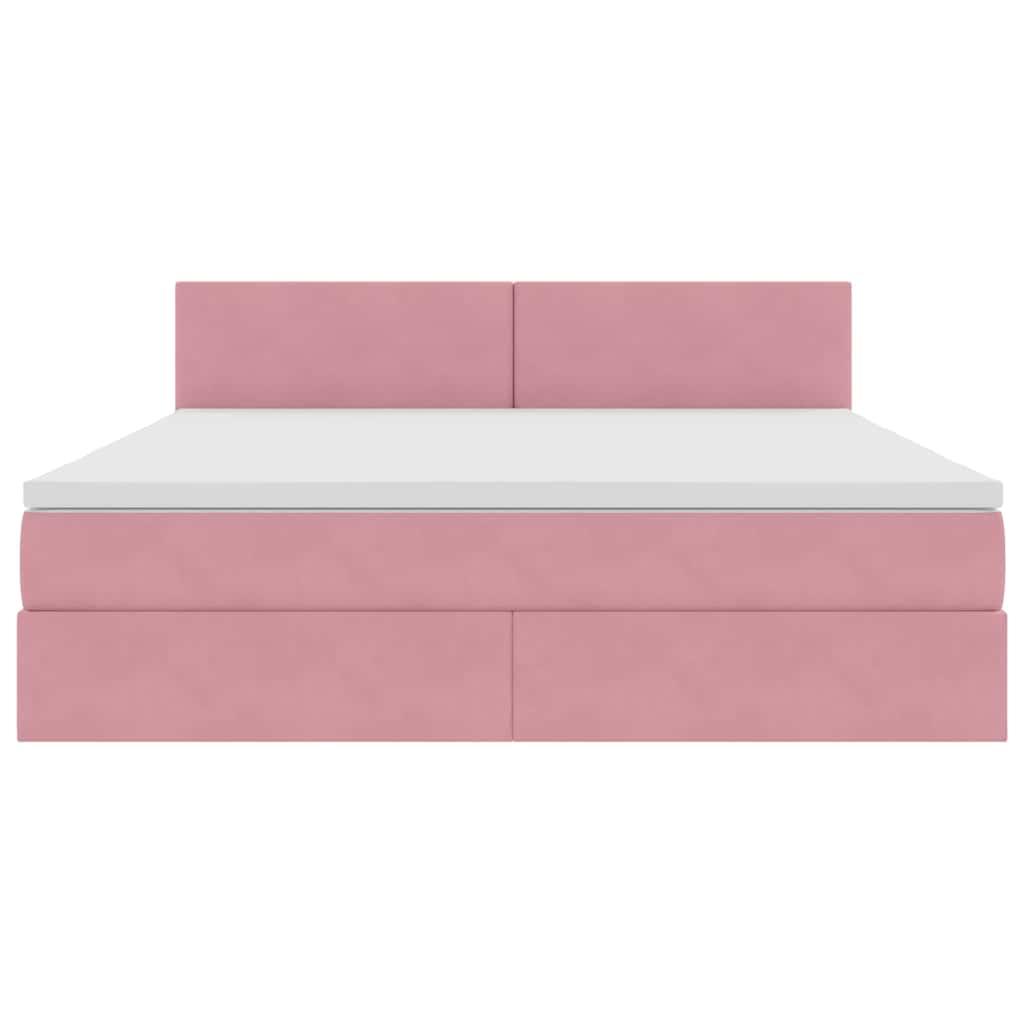 Opslag bed met matras met hoofdeinde Roze 160 x 200 cm Fluweel