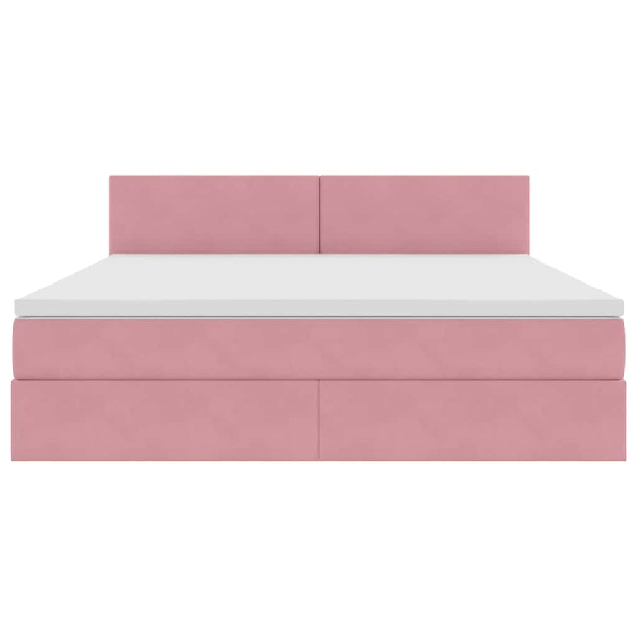 Opslag bed met matras met hoofdeinde Roze 160 x 200 cm Fluweel