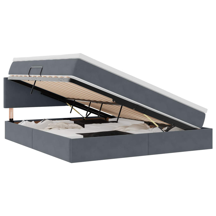 Opslag bed met matras Donkergrijs 180 x 200 cm Fluweel