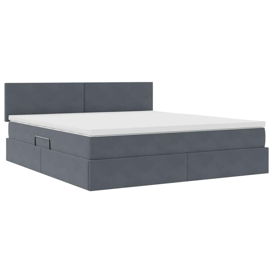 Opslag bed met matras Donkergrijs 180 x 200 cm Fluweel