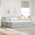 Opslag bed met matras Lichtgrijs 200 x 200 cm Fluweel