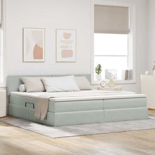Opslag bed met matras Lichtgrijs 200 x 200 cm Fluweel