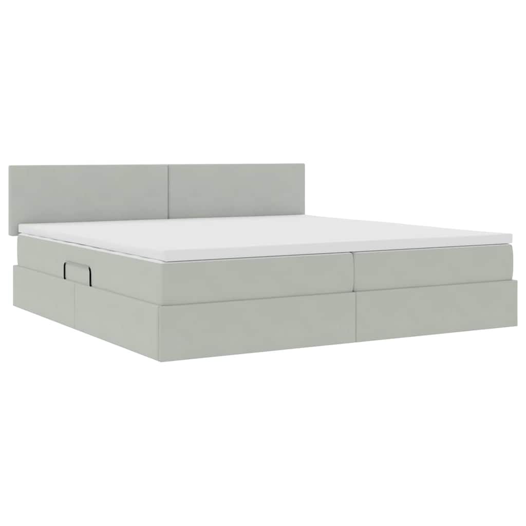 Opslag bed met matras Lichtgrijs 200 x 200 cm Fluweel