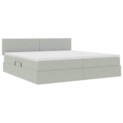 Opslag bed met matras Lichtgrijs 200 x 200 cm Fluweel