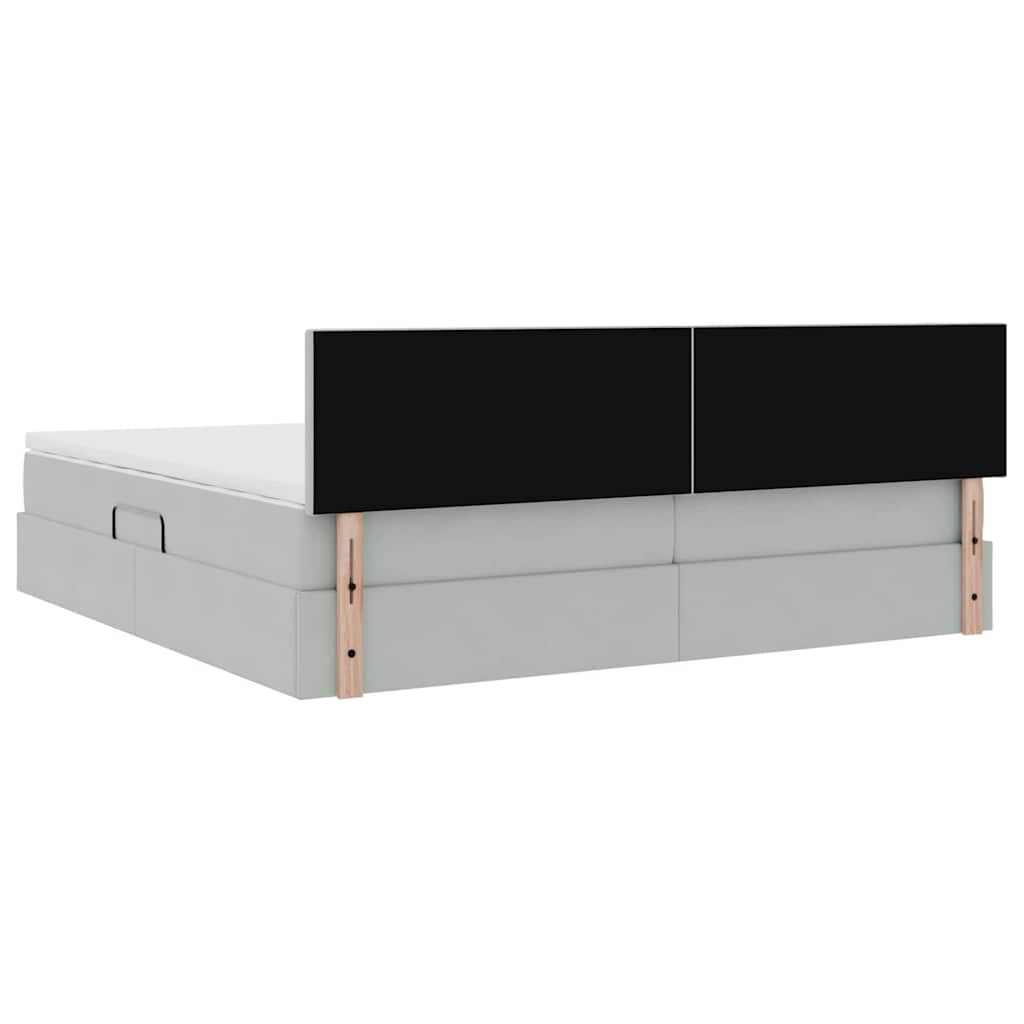 Opslag bed met matras Lichtgrijs 200 x 200 cm Fluweel