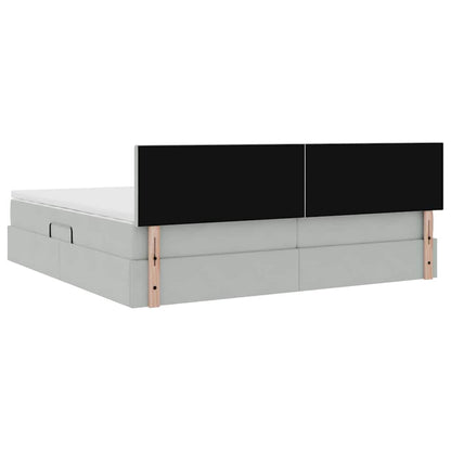 Opslag bed met matras Lichtgrijs 200 x 200 cm Fluweel
