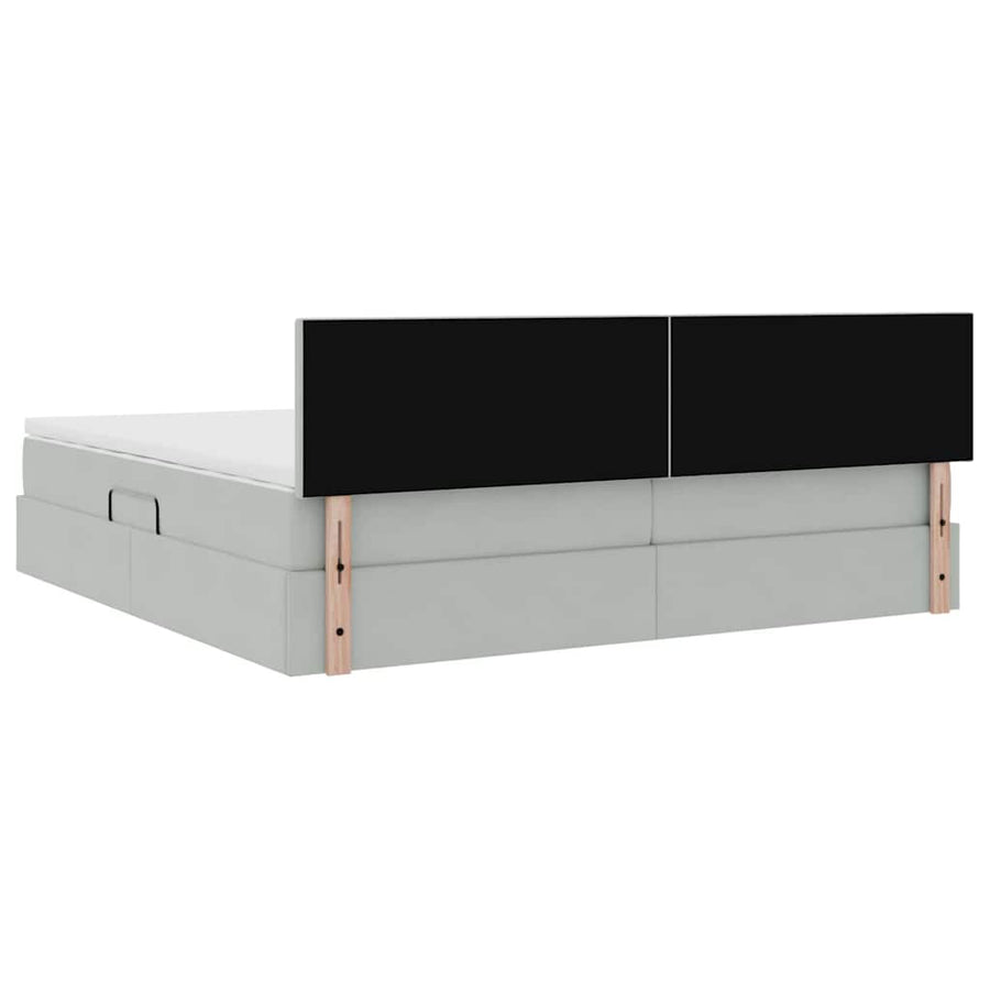 Opslag bed met matras Lichtgrijs 200 x 200 cm Fluweel