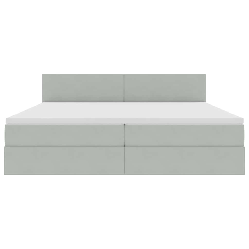 Opslag bed met matras Lichtgrijs 200 x 200 cm Fluweel