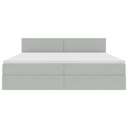 Opslag bed met matras Lichtgrijs 200 x 200 cm Fluweel