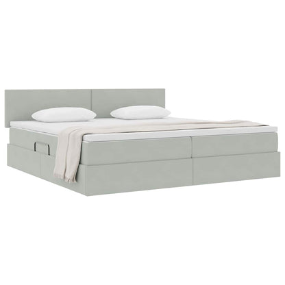 Opslag bed met matras Lichtgrijs 200 x 200 cm Fluweel