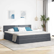 Opbergbed 200x200 cm donkergrijs fluweel
