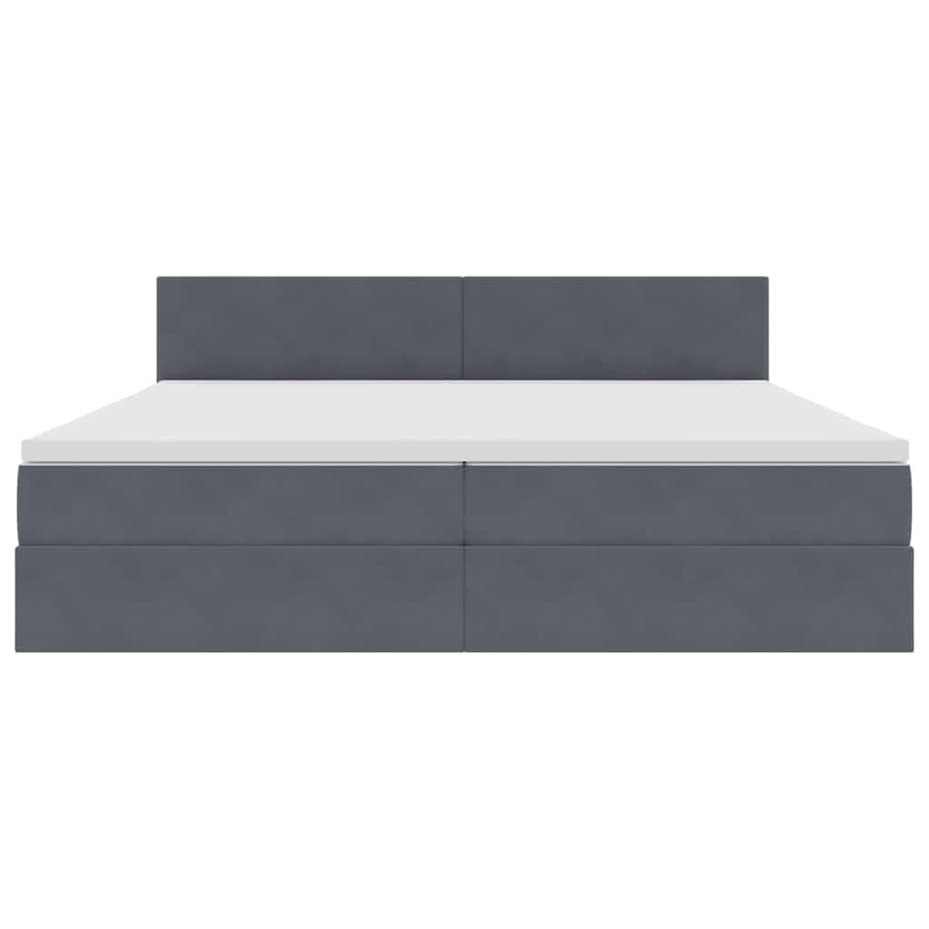 Opslag bed met matras Donkergrijs 200 x 200 cm Fluweel