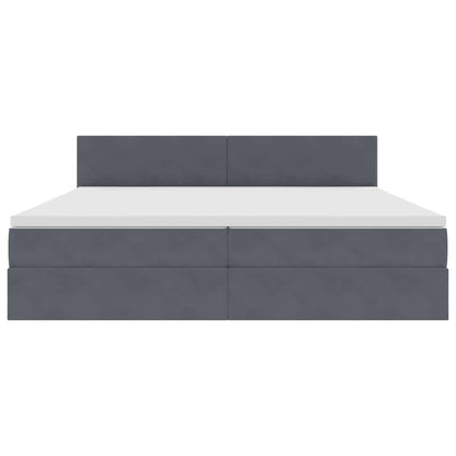Opslag bed met matras Donkergrijs 200 x 200 cm Fluweel