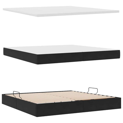 Opslag bed met matras met hoofdeinde Zwart 200 x 200 cm Fluweel