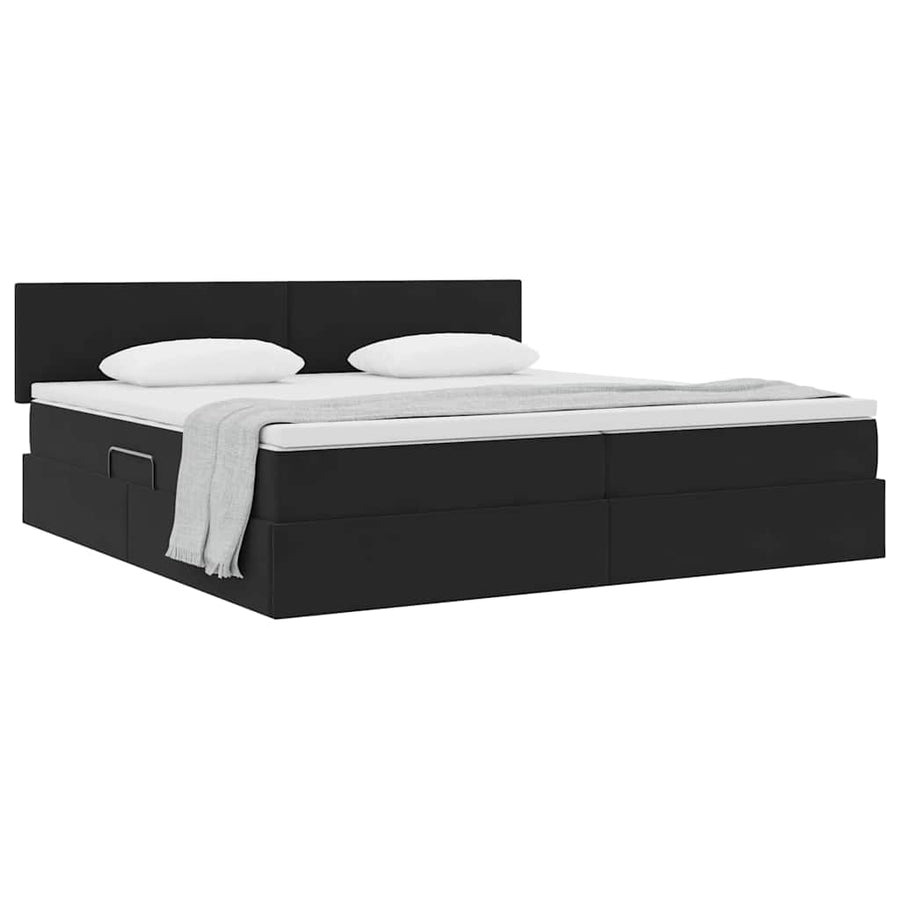 Opslag bed met matras met hoofdeinde Zwart 200 x 200 cm Fluweel