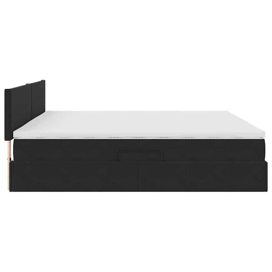 Opslag bed met matras met hoofdeinde Zwart 200 x 200 cm Fluweel