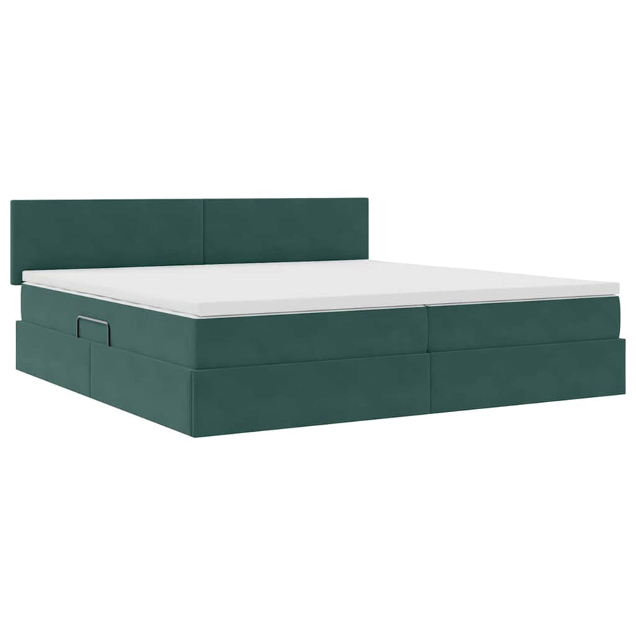 Opslag bed met matras Donkergroen 200 x 200 cm Fluweel