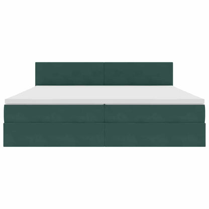 Opslag bed met matras Donkergroen 200 x 200 cm Fluweel