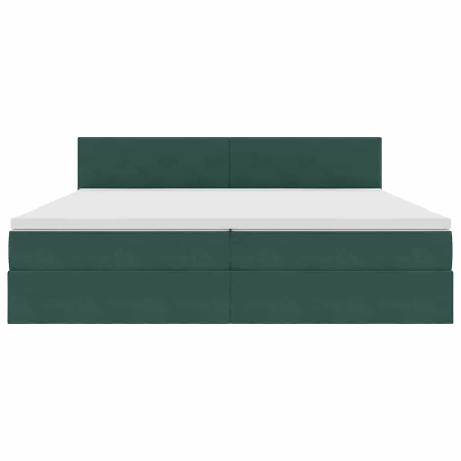 Opslag bed met matras Donkergroen 200 x 200 cm Fluweel