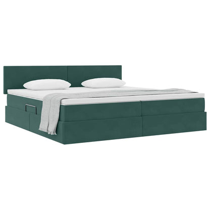 Opslag bed met matras Donkergroen 200 x 200 cm Fluweel