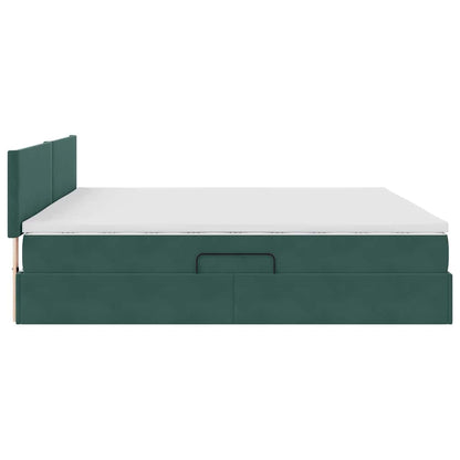 Opslag bed met matras Donkergroen 200 x 200 cm Fluweel