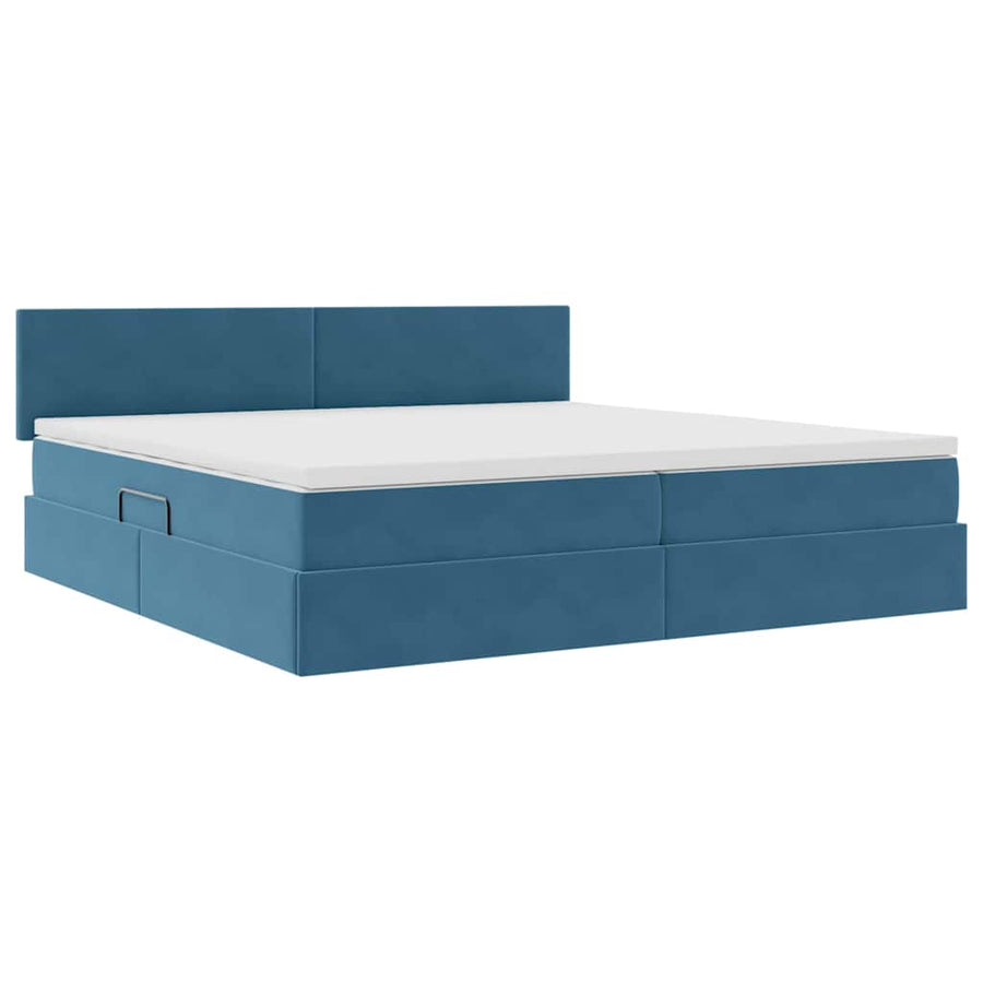 Opslag bed met matras Donkerblauw 200 x 200 cm Fluweel