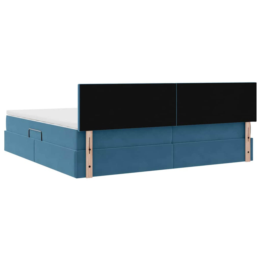 Opslag bed met matras Donkerblauw 200 x 200 cm Fluweel