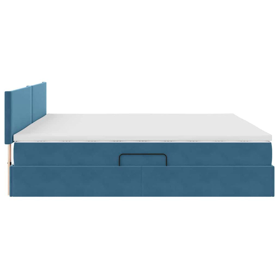 Opslag bed met matras Donkerblauw 200 x 200 cm Fluweel