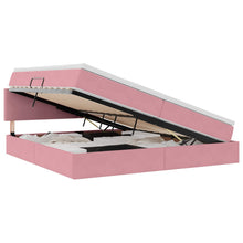 Opslag bed met matras met hoofdeinde Roze 200 x 200 cm Fluweel