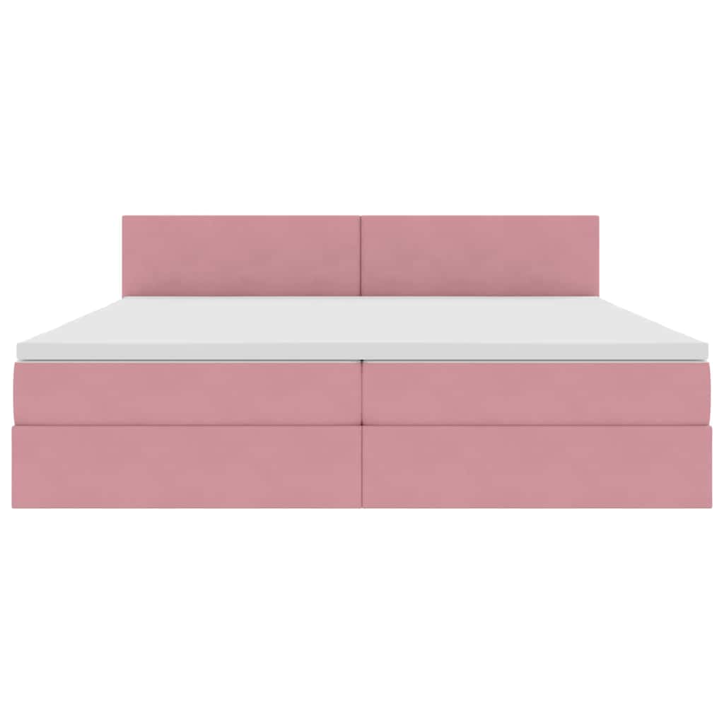 Opslag bed met matras met hoofdeinde Roze 200 x 200 cm Fluweel