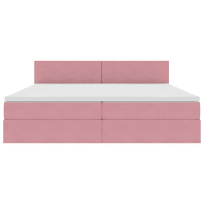Opslag bed met matras met hoofdeinde Roze 200 x 200 cm Fluweel
