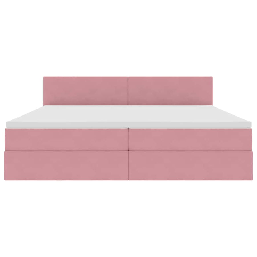 Opslag bed met matras met hoofdeinde Roze 200 x 200 cm Fluweel