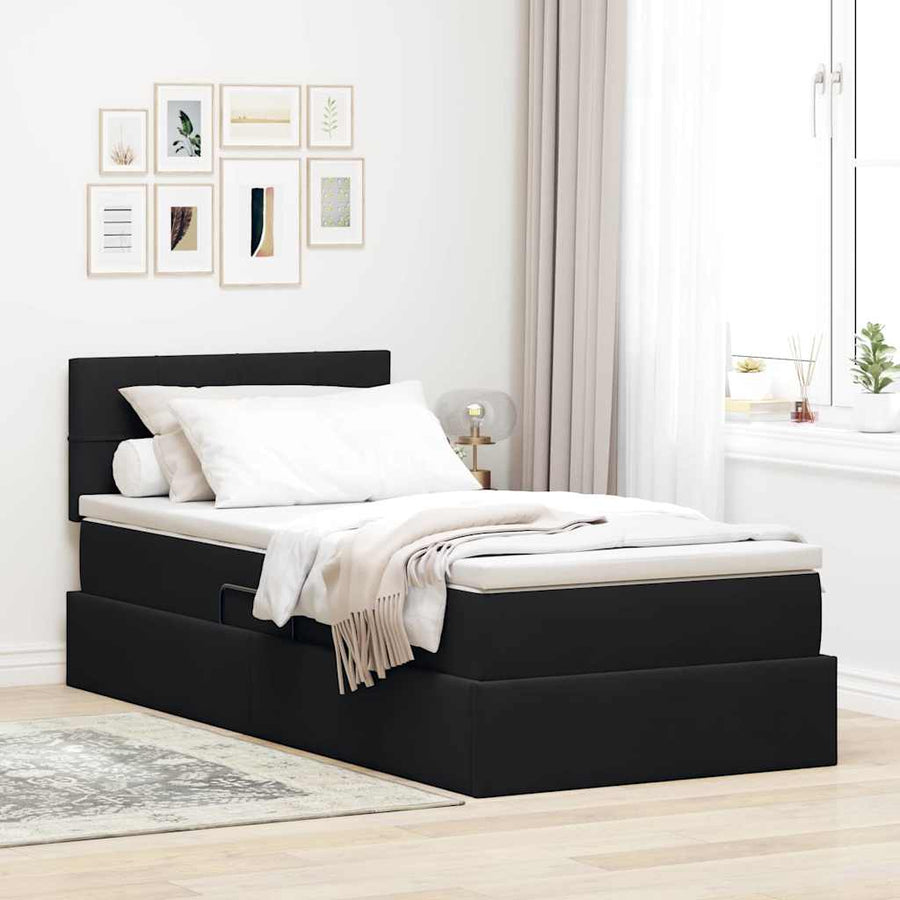 Opslag bed met matras met hoofdeinde Zwart 90 x 190 cm Fluweel