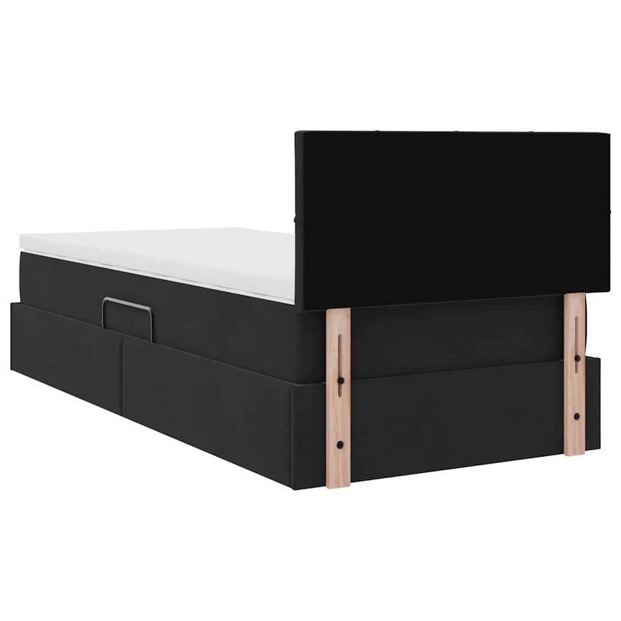 Opslag bed met matras met hoofdeinde Zwart 90 x 190 cm Fluweel