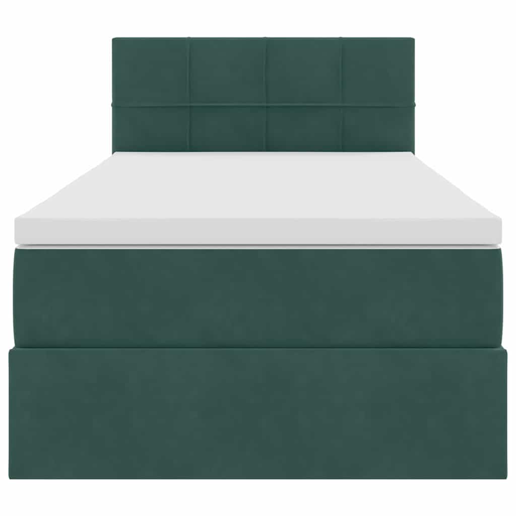 Opslag bed met matras Donkergroen 90 x 190 cm Fluweel