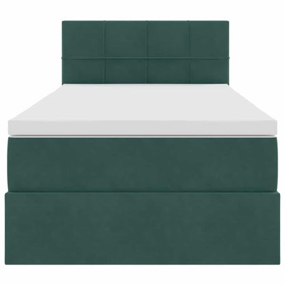 Opslag bed met matras Donkergroen 90 x 190 cm Fluweel