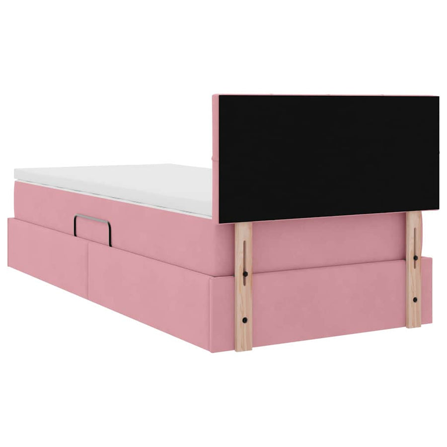 Opslag bed met matras met hoofdeinde Roze 90 x 190 cm Fluweel
