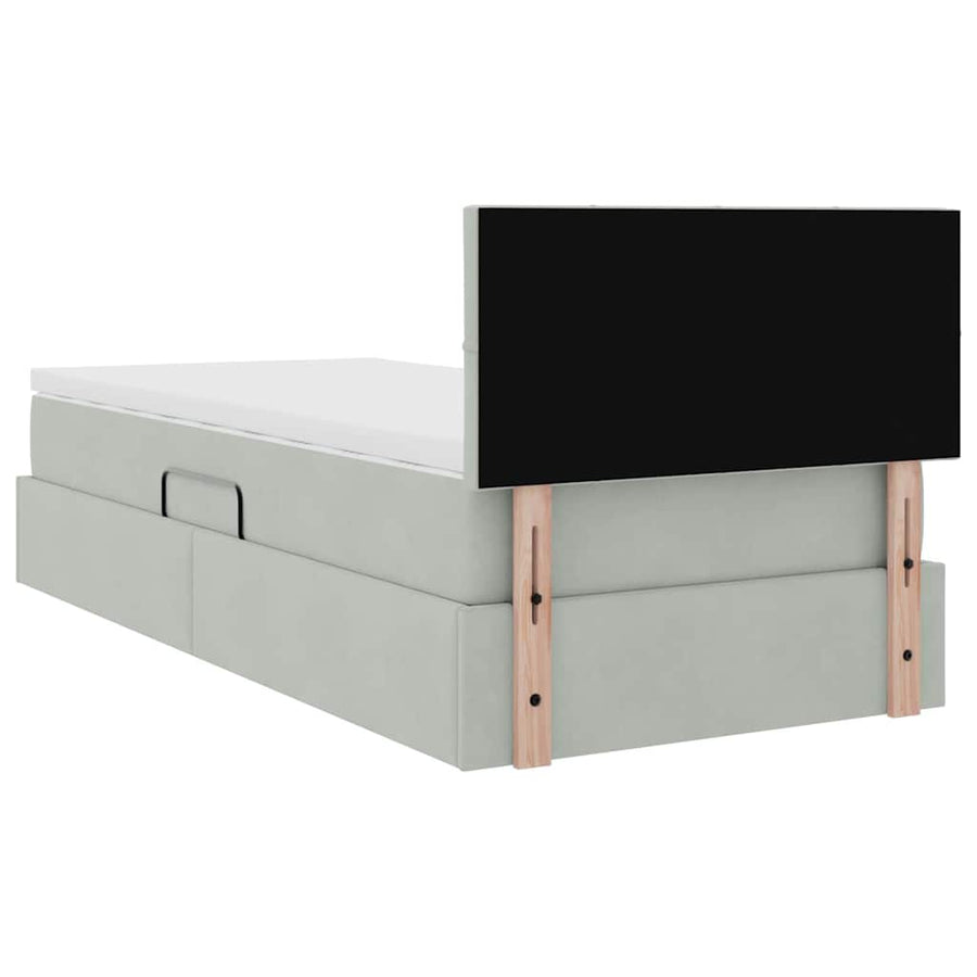 Opslag bed met matras met opslag Lichtgrijs 90 x 200 cm Fluweel