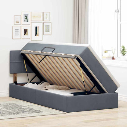 Opslag bed met matras Donkergrijs 90 x 200 cm Fluweel