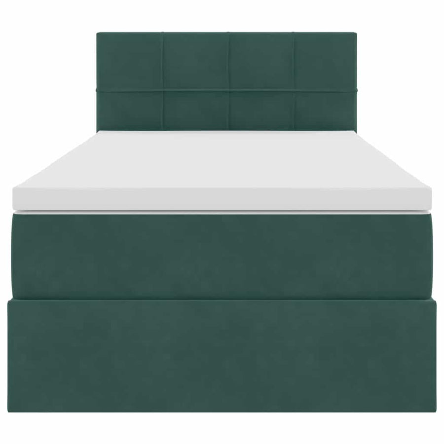 Opslag bed met matras Donkergroen 90 x 200 cm Fluweel